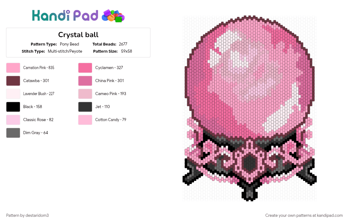 Crystal ball - Pony Bead Pattern by destaridom3 on Kandi Pad - pink