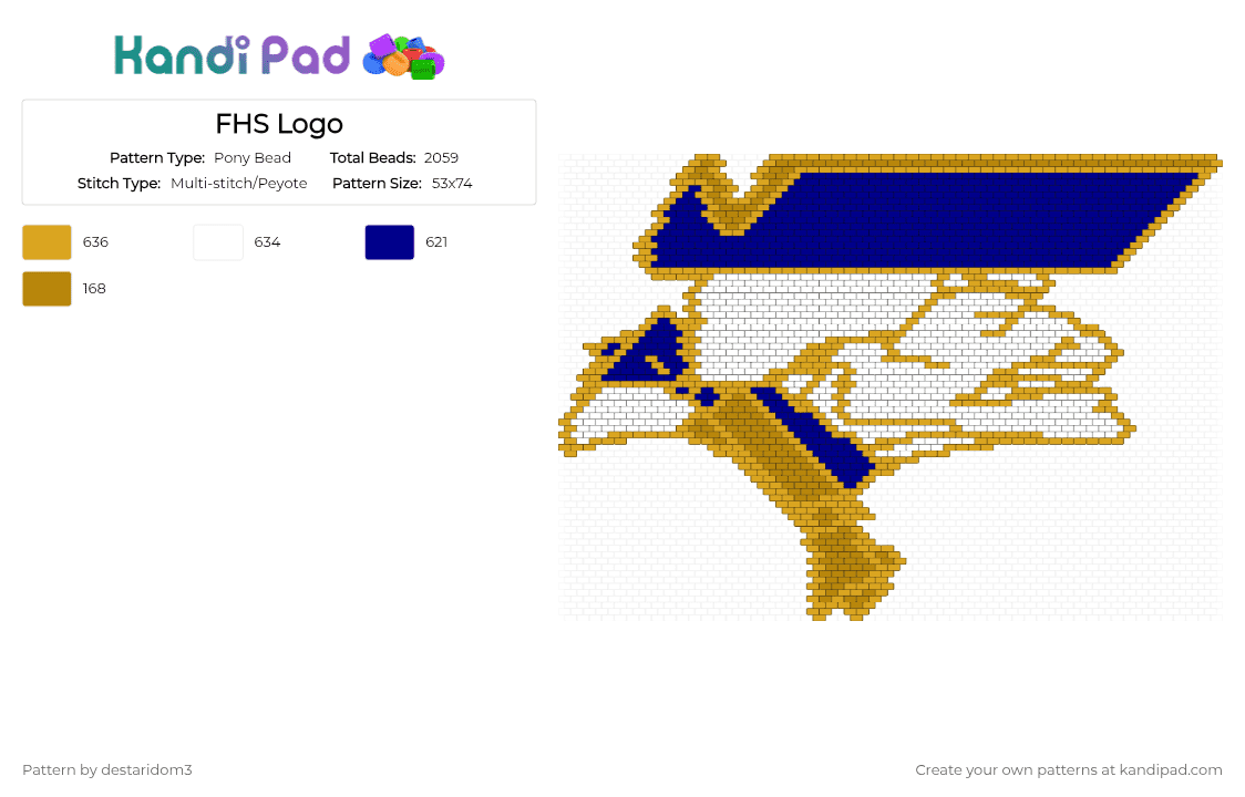 FHS Logo - Pony Bead Pattern by destaridom3 on Kandi Pad - orange,purple
