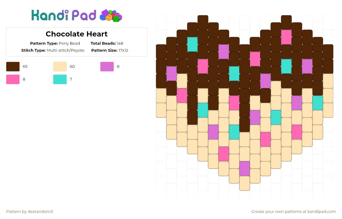 Chocolate Heart - Pony Bead Pattern by destaridom3 on Kandi Pad - beige,brown