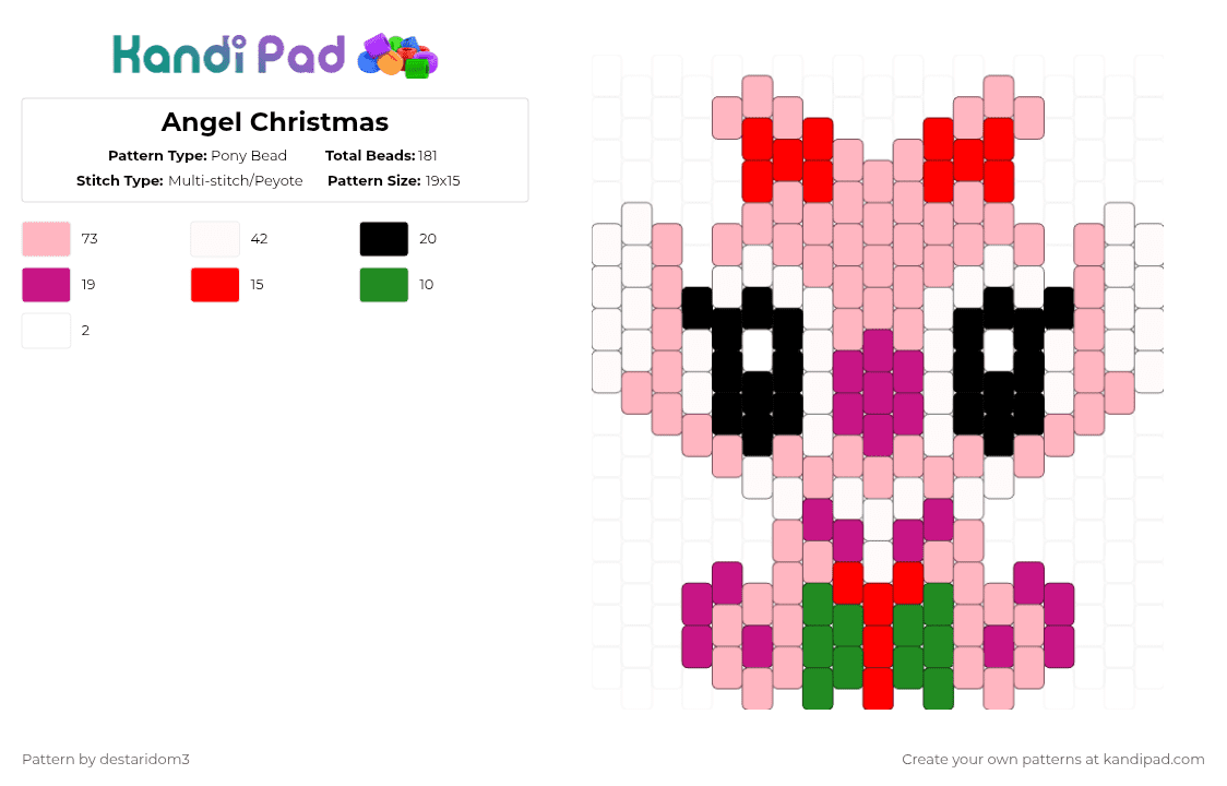 Angel Christmas - Pony Bead Pattern by destaridom3 on Kandi Pad - lilo and stitch,cartoon,pink