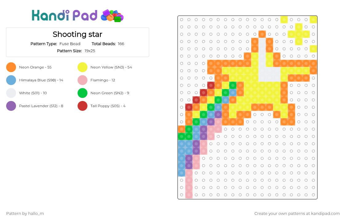 Shooting star - Fuse Bead Pattern by hallo_m on Kandi Pad - orange,yellow