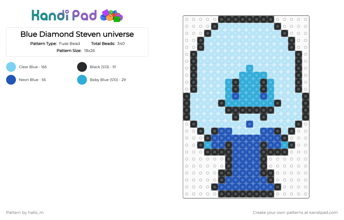 Blue Diamond Steven universe - Fuse Bead Pattern by hallo_m on Kandi Pad - light blue