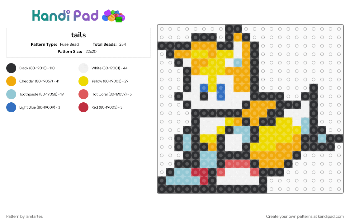 tails - Fuse Bead Pattern by lanitartes on Kandi Pad - black, light blue, orange, yellow
