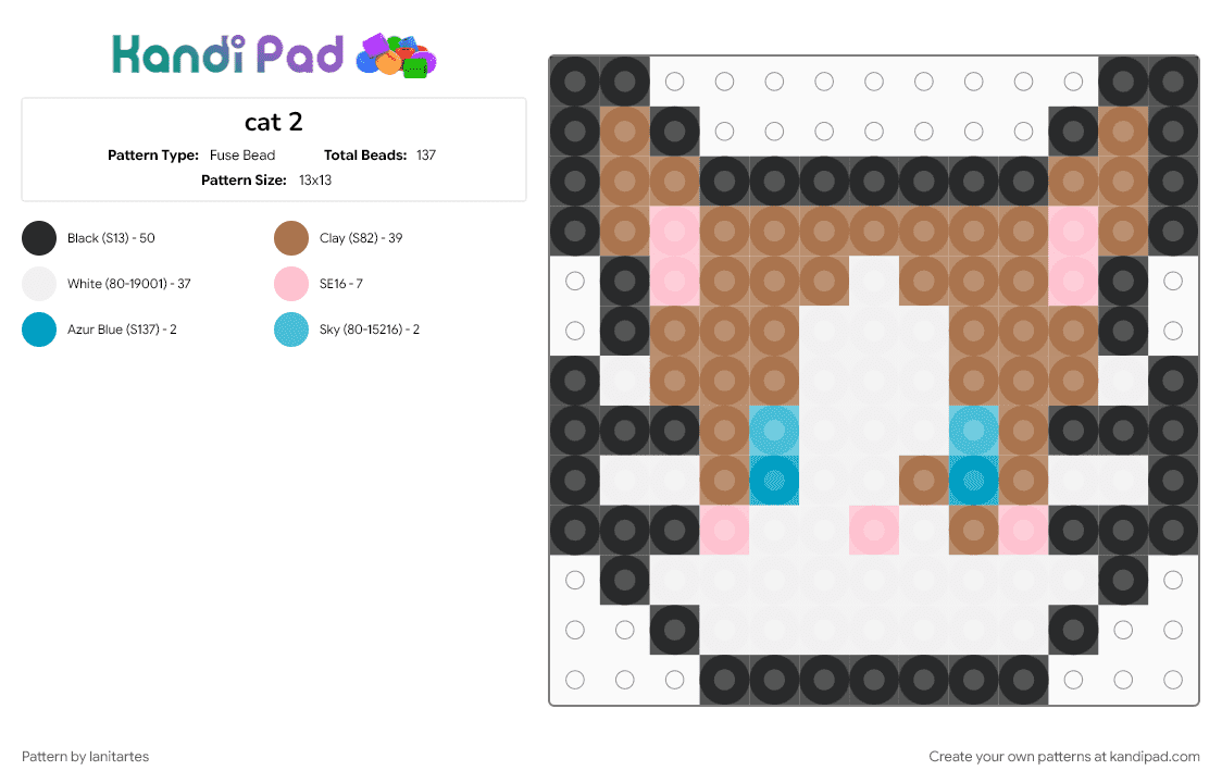 cat 2 - Fuse Bead Pattern by lanitartes on Kandi Pad - tan