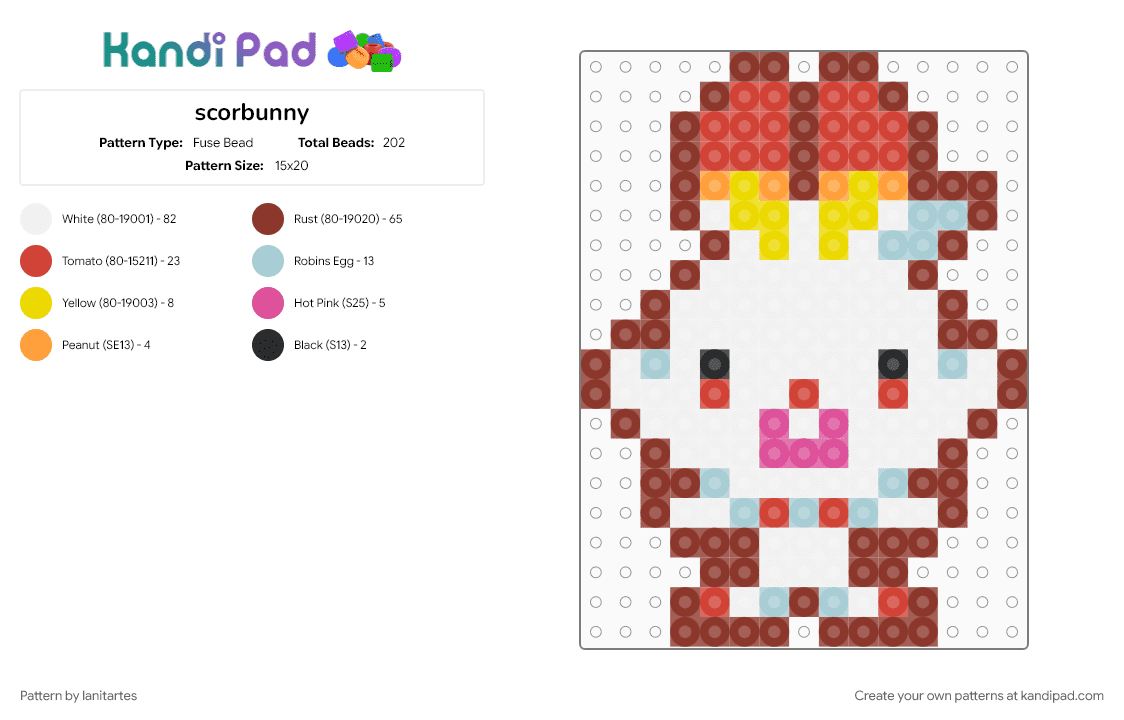 scorbunny - Fuse Bead Pattern by lanitartes on Kandi Pad - red