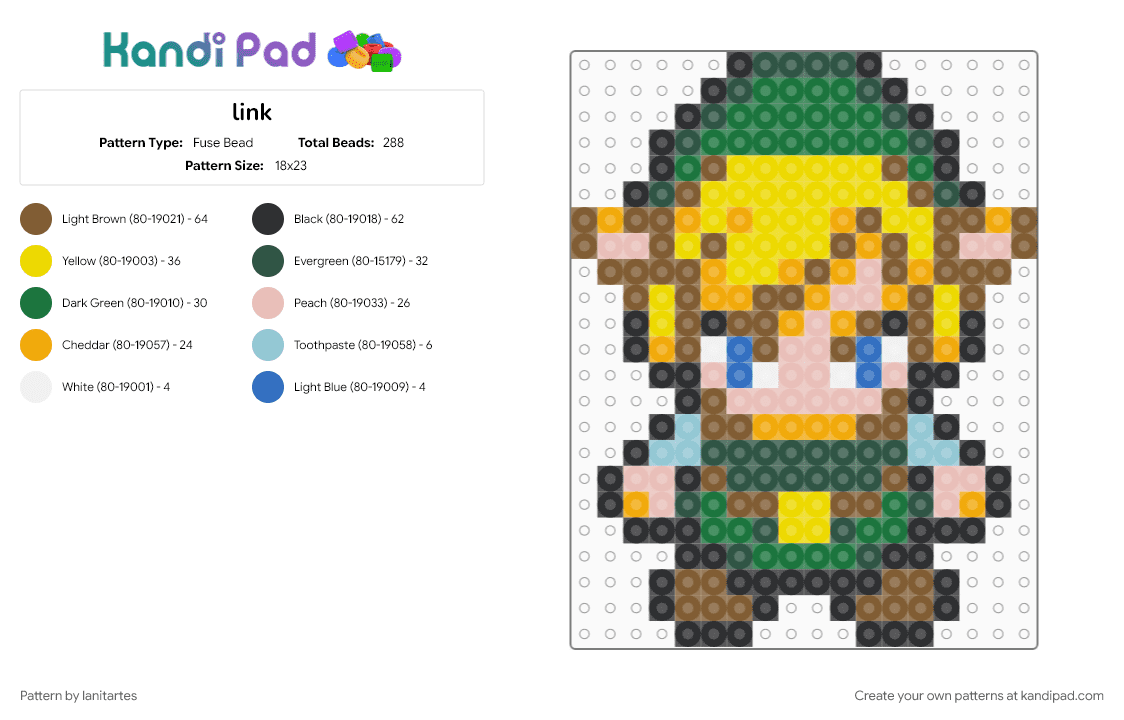 link - Fuse Bead Pattern by lanitartes on Kandi Pad - beige, colorful, green, yellow