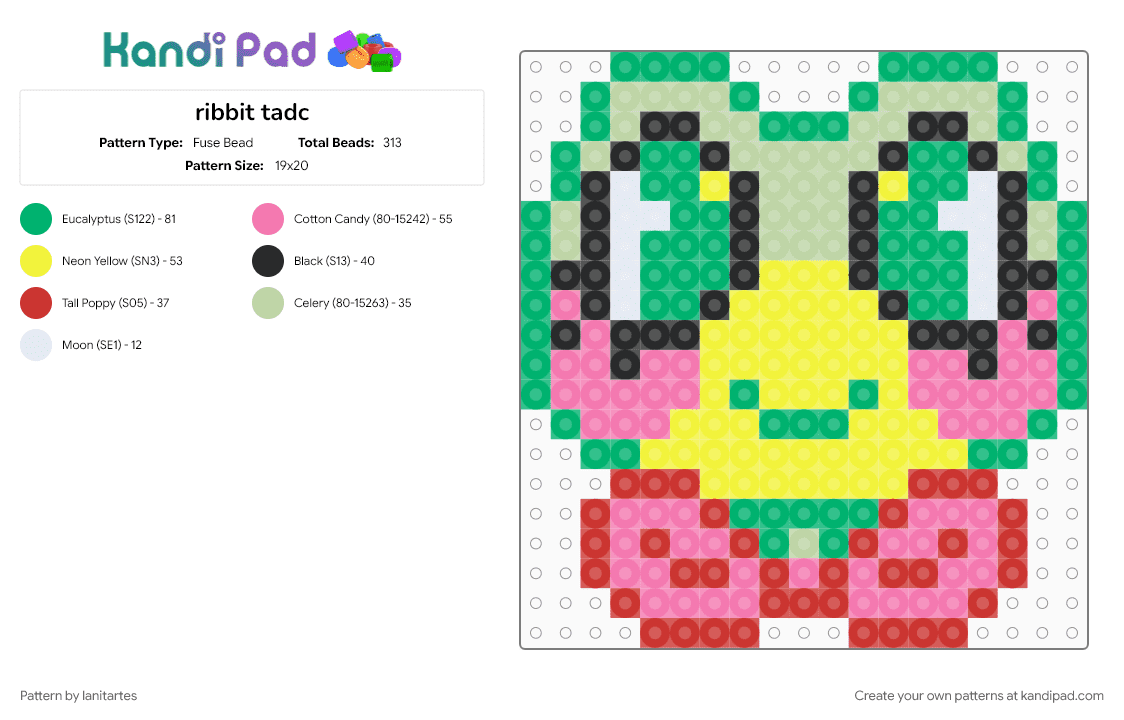 ribbit tadc - Fuse Bead Pattern by lanitartes on Kandi Pad - green, yellow