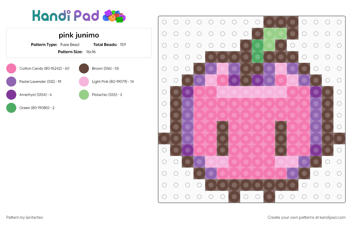 pink junimo - Fuse Bead Pattern by lanitartes on Kandi Pad - brown, pink