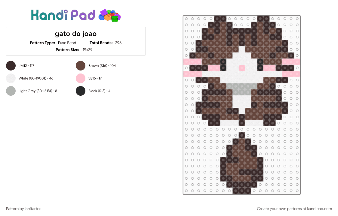 gato do joao - Fuse Bead Pattern by lanitartes on Kandi Pad - brown