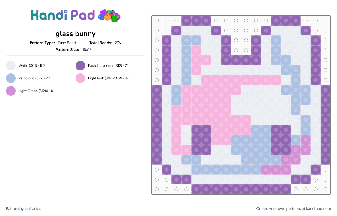 glass bunny - Fuse Bead Pattern by lanitartes on Kandi Pad - light blue, pink