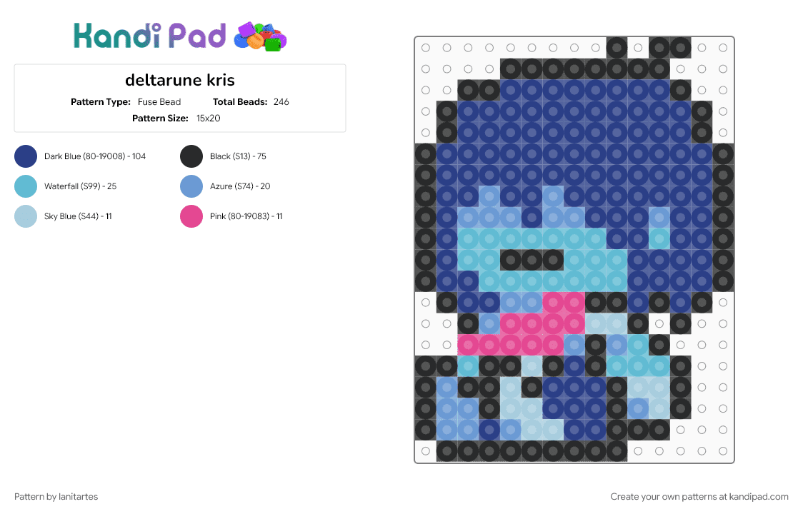 deltarune kris - Fuse Bead Pattern by lanitartes on Kandi Pad - blue, light blue