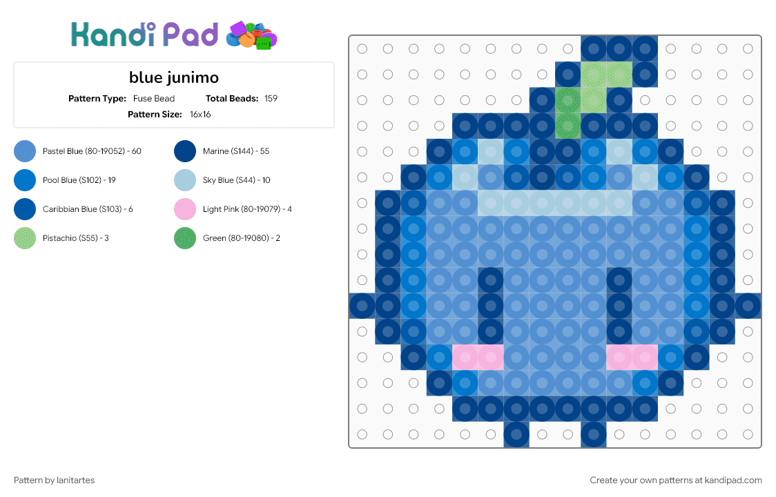 blue junimo - Fuse Bead Pattern by lanitartes on Kandi Pad - blue, light blue