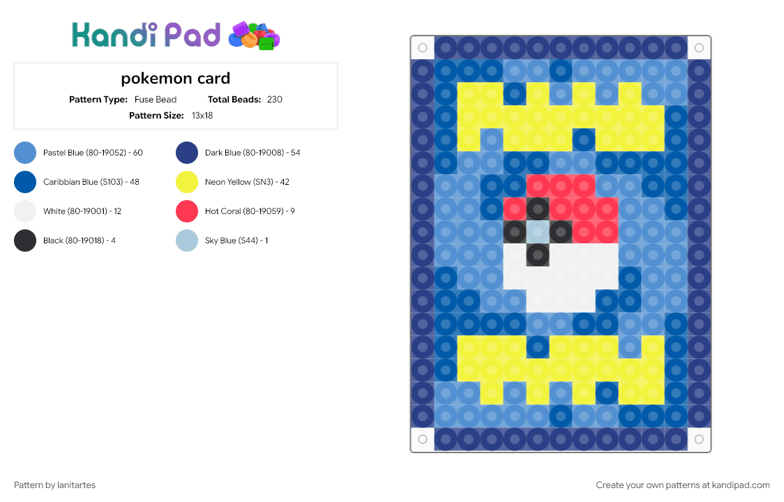 pokemon card - Fuse Bead Pattern by lanitartes on Kandi Pad - blue, light blue