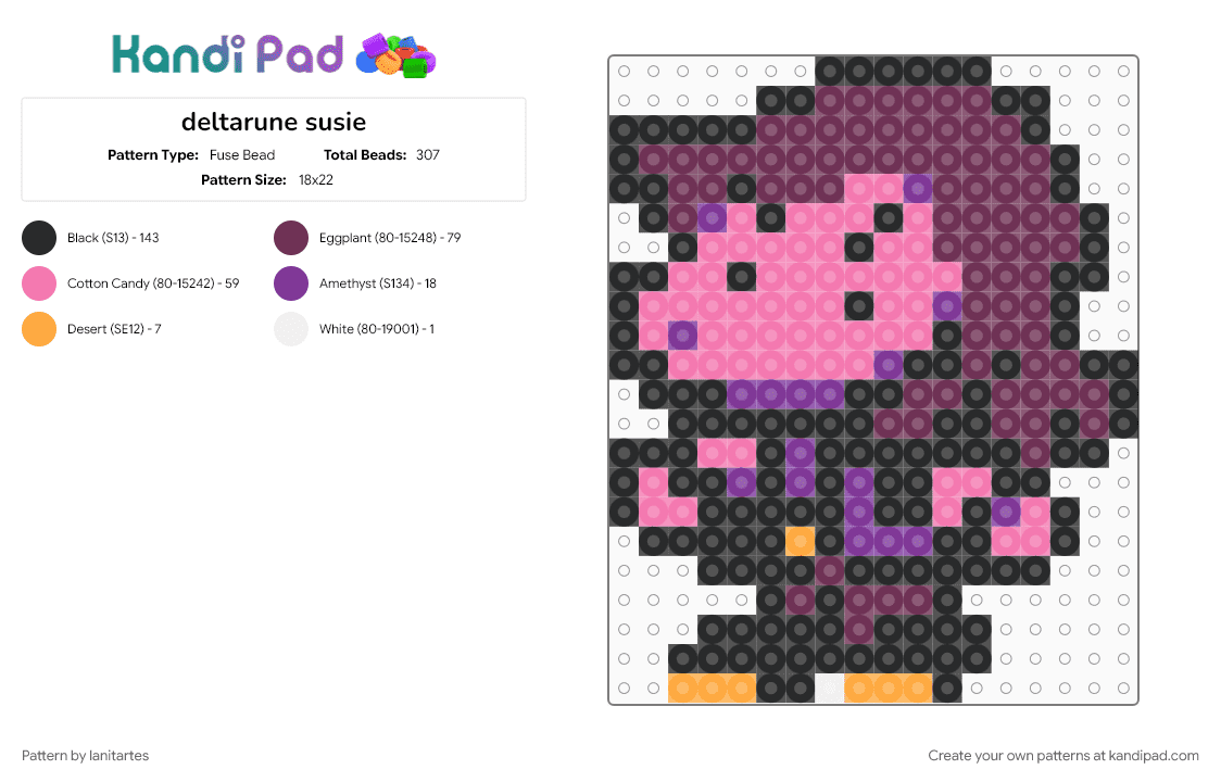 deltarune susie - Fuse Bead Pattern by lanitartes on Kandi Pad - pink