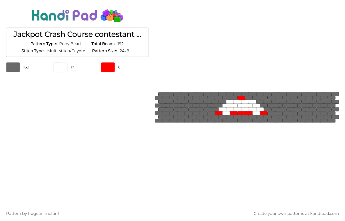 Jackpot Crash Course contestant cuff - Pony Bead Pattern by hugeanimefan1 on Kandi Pad - gray
