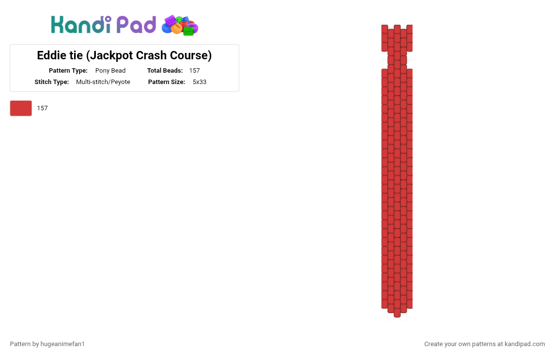 Eddie tie (Jackpot Crash Course) - Pony Bead Pattern by hugeanimefan1 on Kandi Pad - red