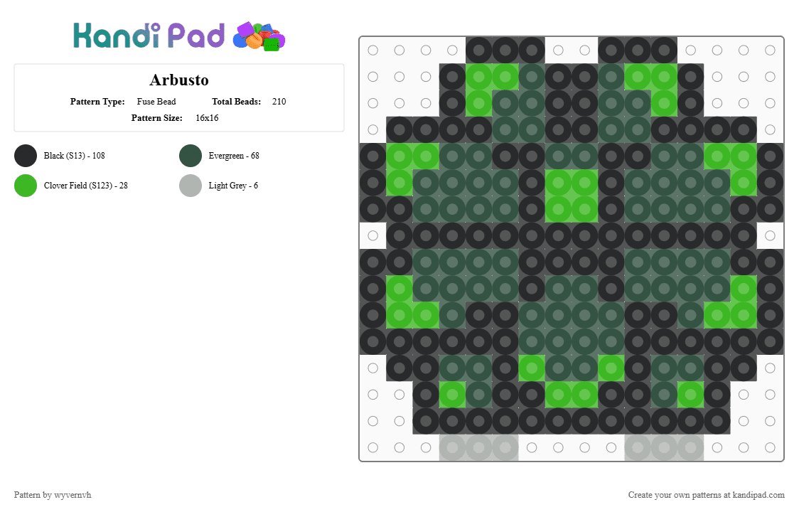 Arbusto - Fuse Bead Pattern by wyvernvh on Kandi Pad - gray