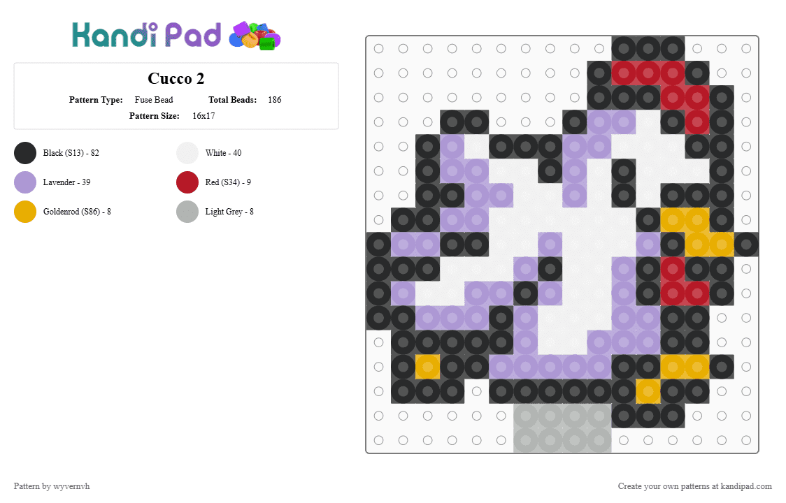 Cucco 2 - Fuse Bead Pattern by wyvernvh on Kandi Pad - pink