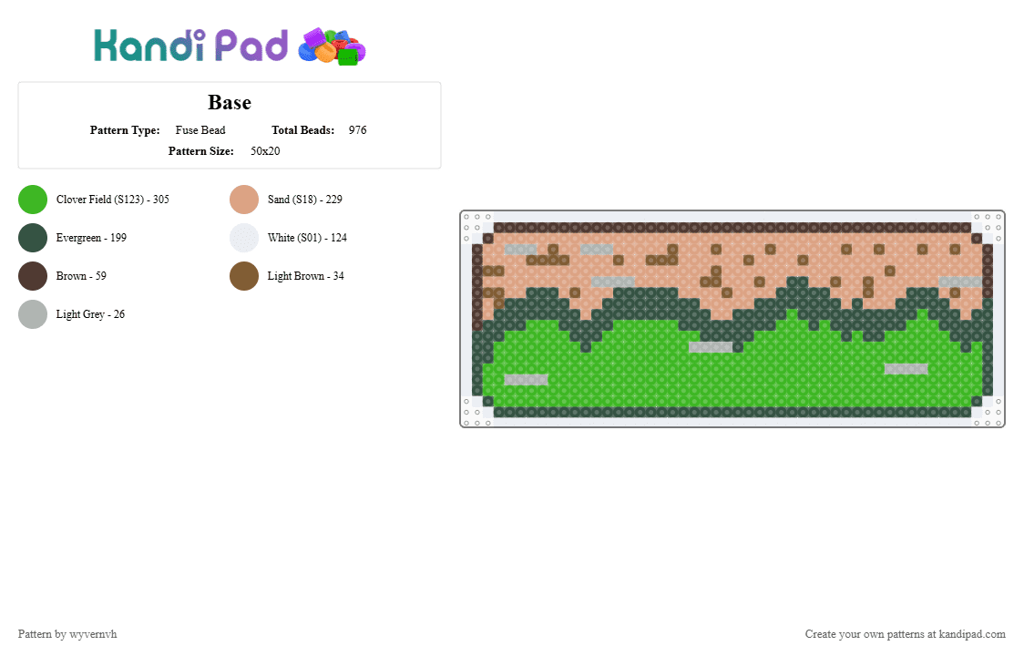 Base - Fuse Bead Pattern by wyvernvh on Kandi Pad - gray,green,beige