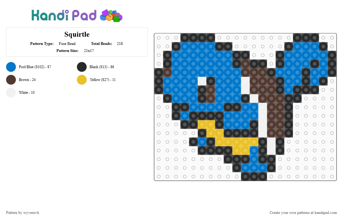 Squirtle - Fuse Bead Pattern by wyvernvh on Kandi Pad - blue