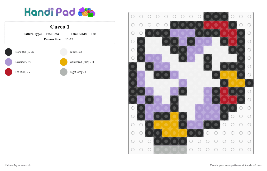 Cucco 1 - Fuse Bead Pattern by wyvernvh on Kandi Pad - pink