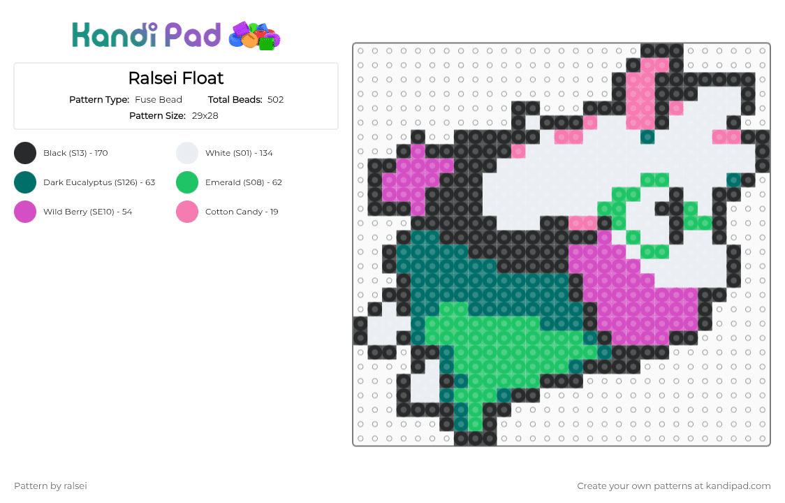 Ralsei Float - Fuse Bead Pattern by ralsei on Kandi Pad - pink,ralsei,deltarune,toby fox,temmie chang,float,cute,white,goober