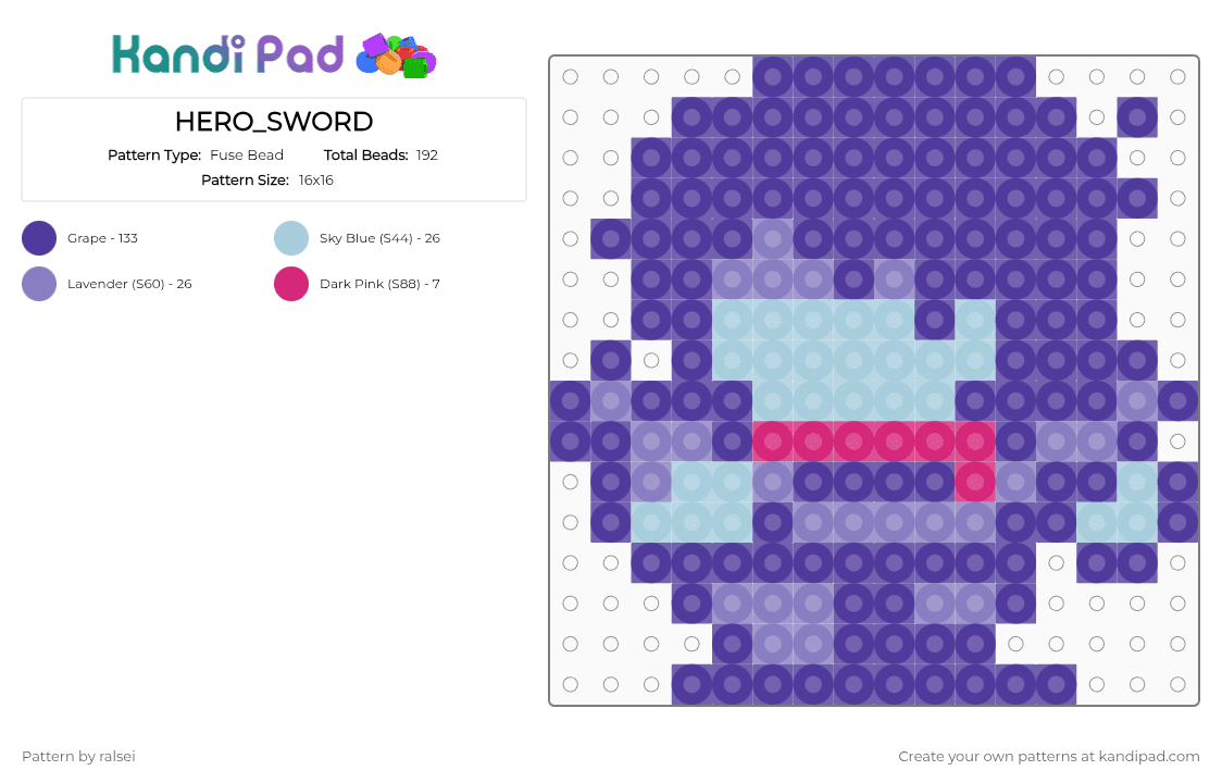 HERO_SWORD - Fuse Bead Pattern by ralsei on Kandi Pad - purple,deltarune,kris,tenna,small,hero,herosword,sword