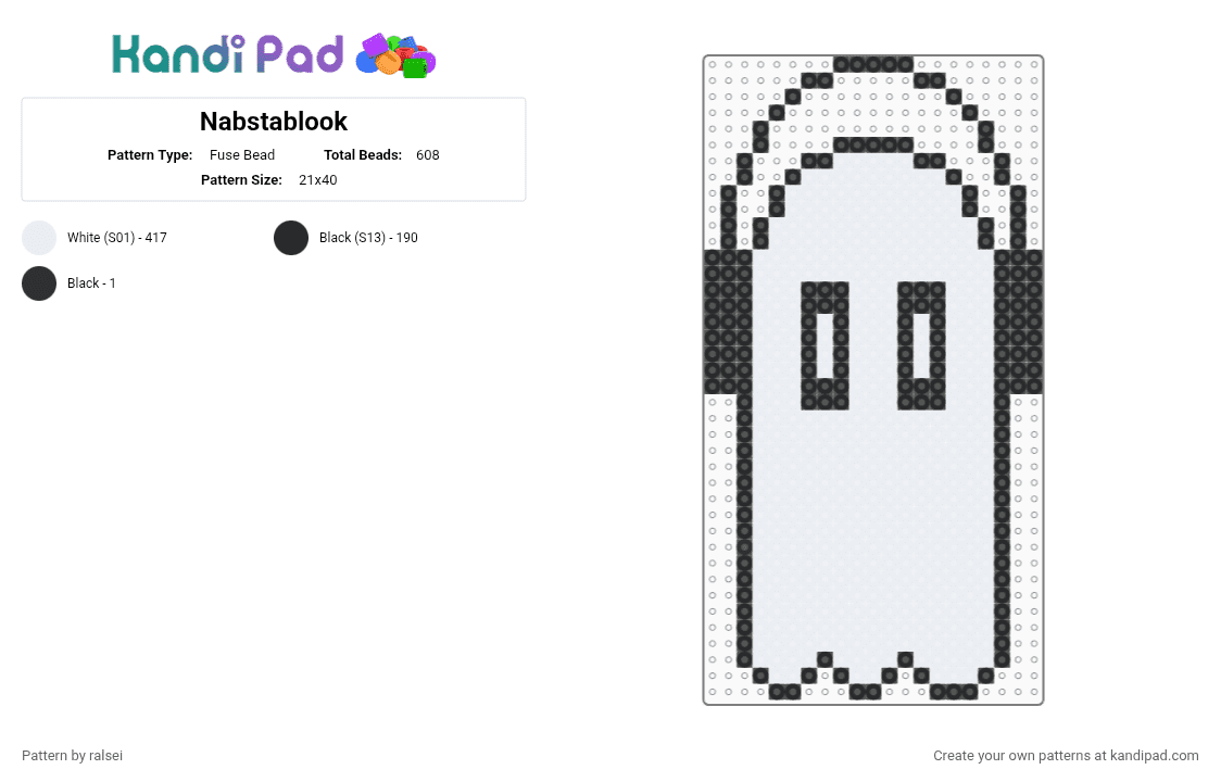Nabstablook - Fuse Bead Pattern by ralsei on Kandi Pad - black,white,nabstablook,ghost,undertale,toby fox,video game,headphones,indie game