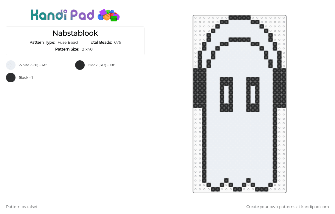 Nabstablook - Fuse Bead Pattern by ralsei on Kandi Pad - black,white,nabstablook,ghost,undertale,toby fox,video game,headphones,indie game