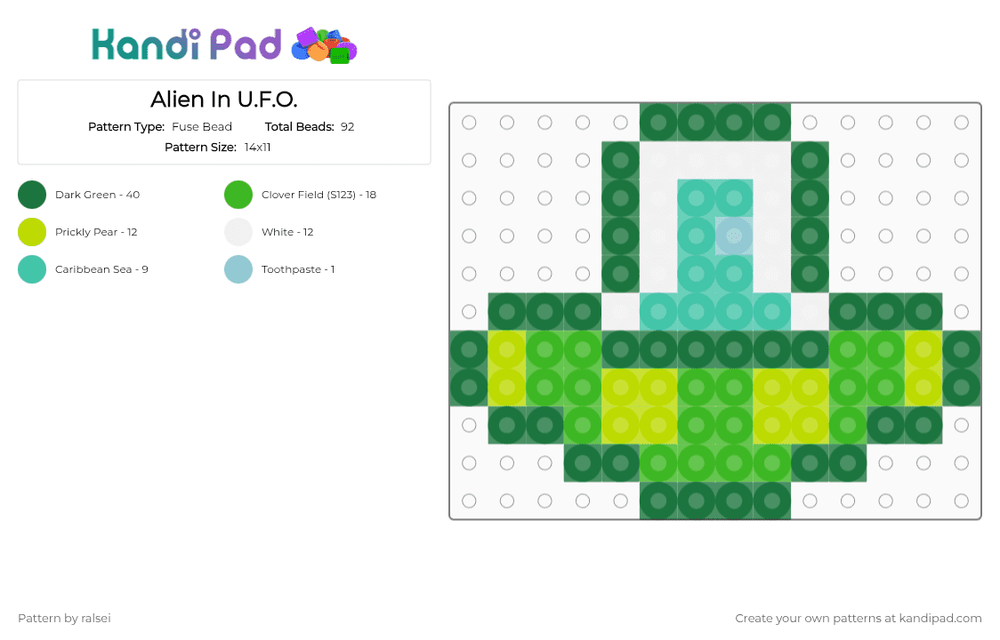 Alien In U.F.O. Fuse Bead Pattern - Kandi Pad | Kandi Patterns, Fuse ...