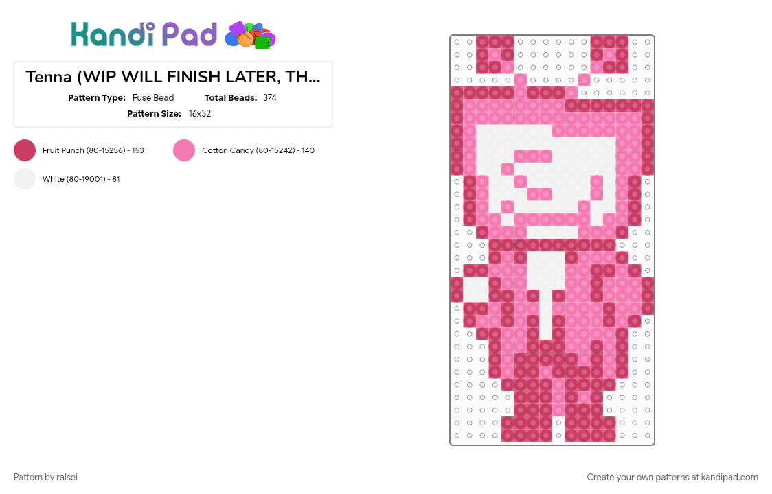 Tenna - Fuse Bead Pattern by ralsei on Kandi Pad - deltarune, peak, small, star wars, temmie chang, tenna, toby fox, video game
