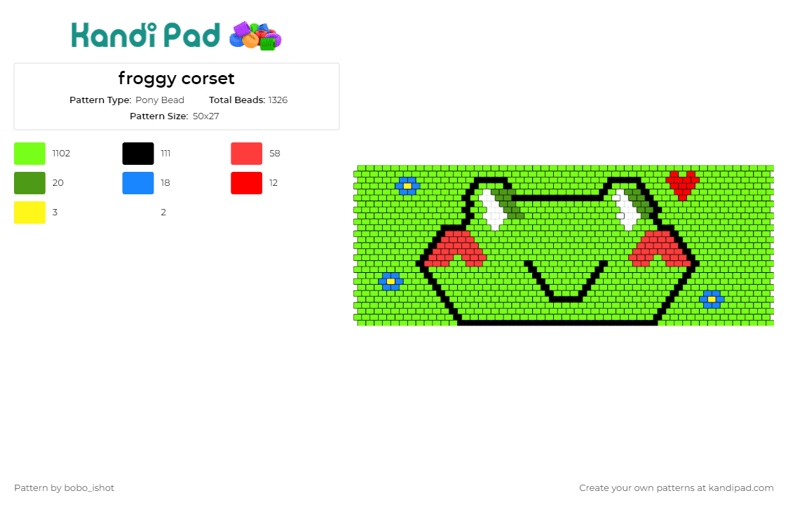 froggy corset - Pony Bead Pattern by bobo_ishot on Kandi Pad - frogs,corsets,cute,animals