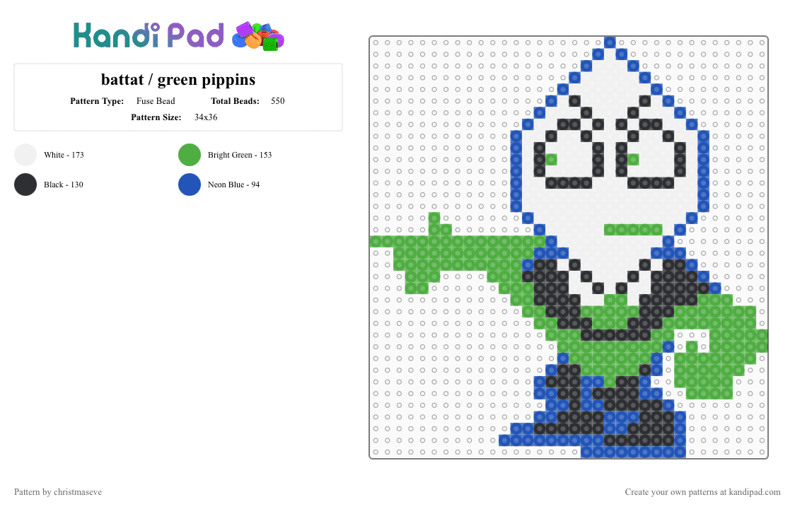 battat / green pippins point (deltarune) - Fuse Bead Pattern by christmaseve on Kandi Pad - blue, deltarune, green
