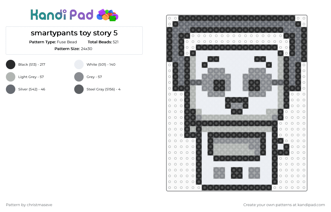 smartypants toy story 5 - Fuse Bead Pattern by christmaseve on Kandi Pad - gray,beige