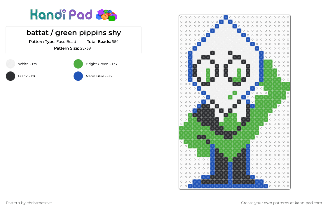 battat / green pippins shy 1 (deltarune) - Fuse Bead Pattern by christmaseve on Kandi Pad - blue, green