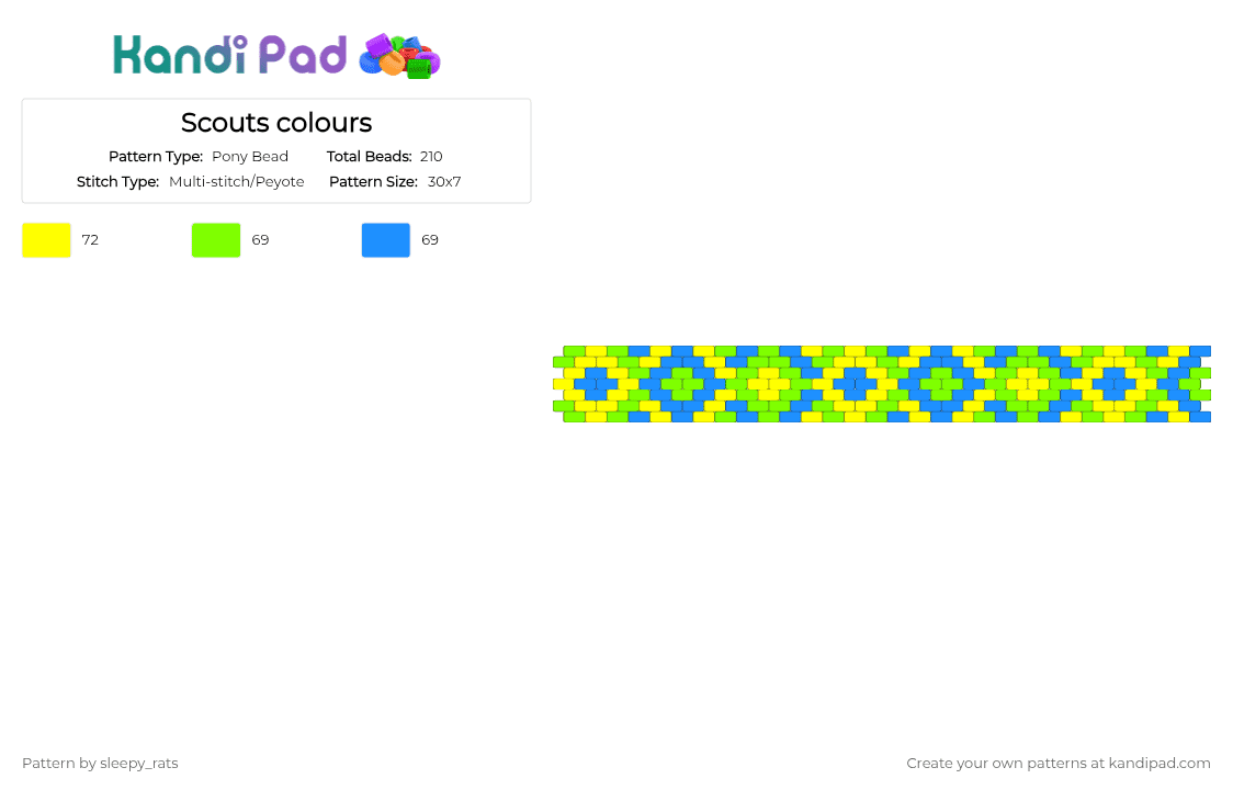 Scouts colours - Pony Bead Pattern by sleepy_rats on Kandi Pad - green,yellow,light blue