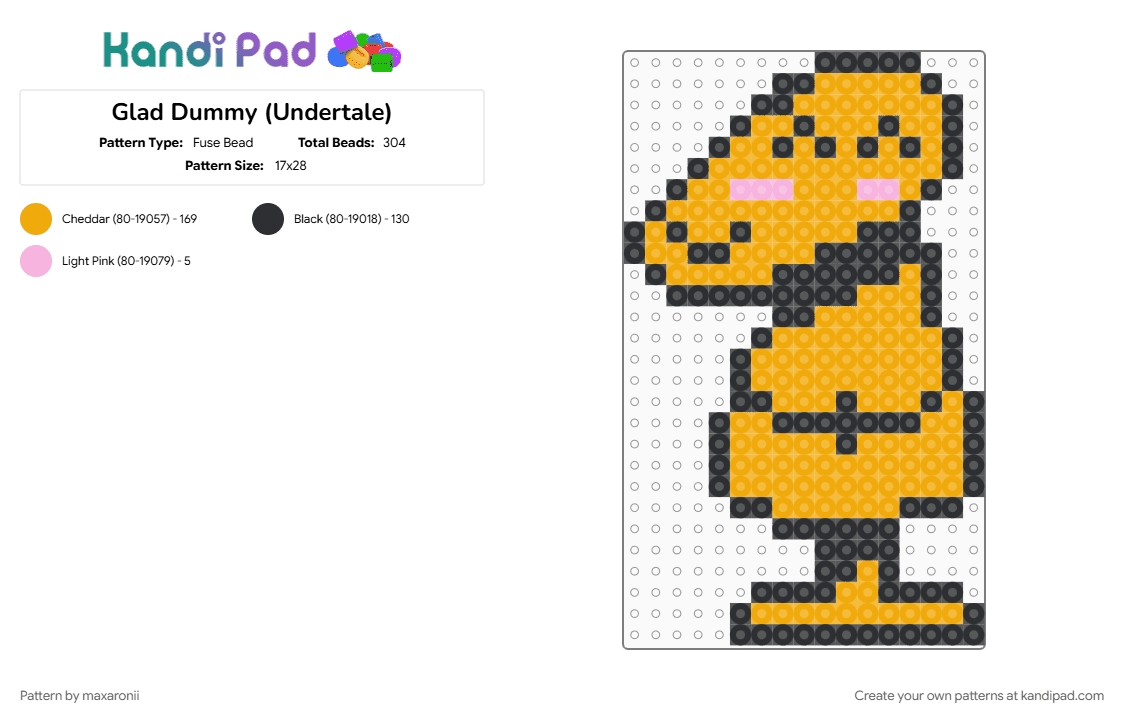 Glad Dummy (Undertale) - Fuse Bead Pattern by maxaronii on Kandi Pad - deltarune, dummy, game sprite, glad dummy, happy, indie game, mad dummy, orange, undertale
