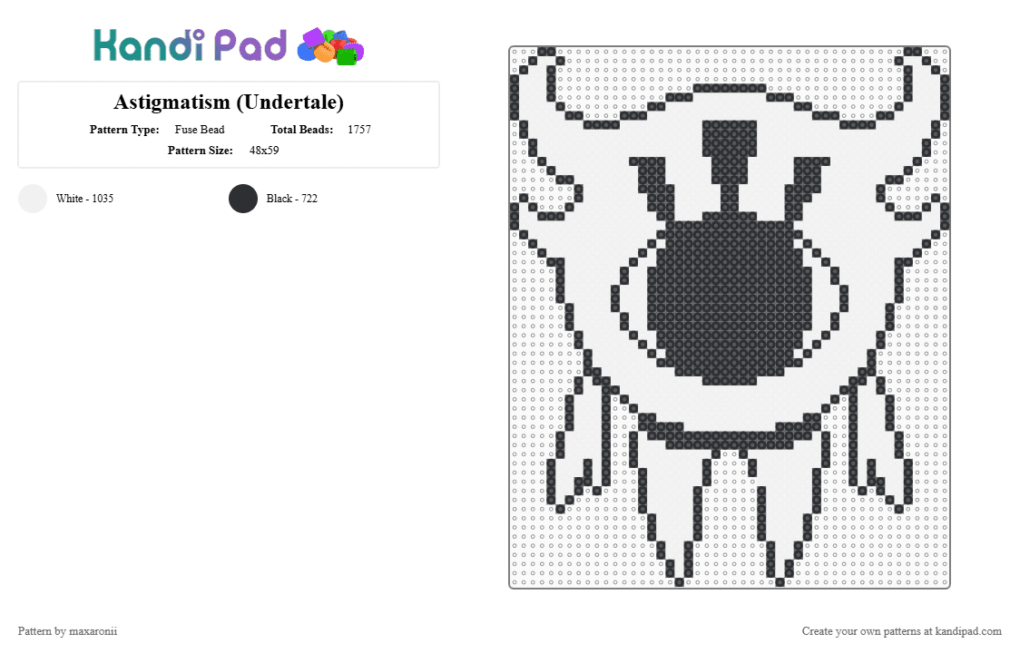 Astigmatism (Undertale) - Fuse Bead Pattern by maxaronii on Kandi Pad - astigmatism, black, deltarune, enemy, game sprite, sans, toby fox, undertale, white