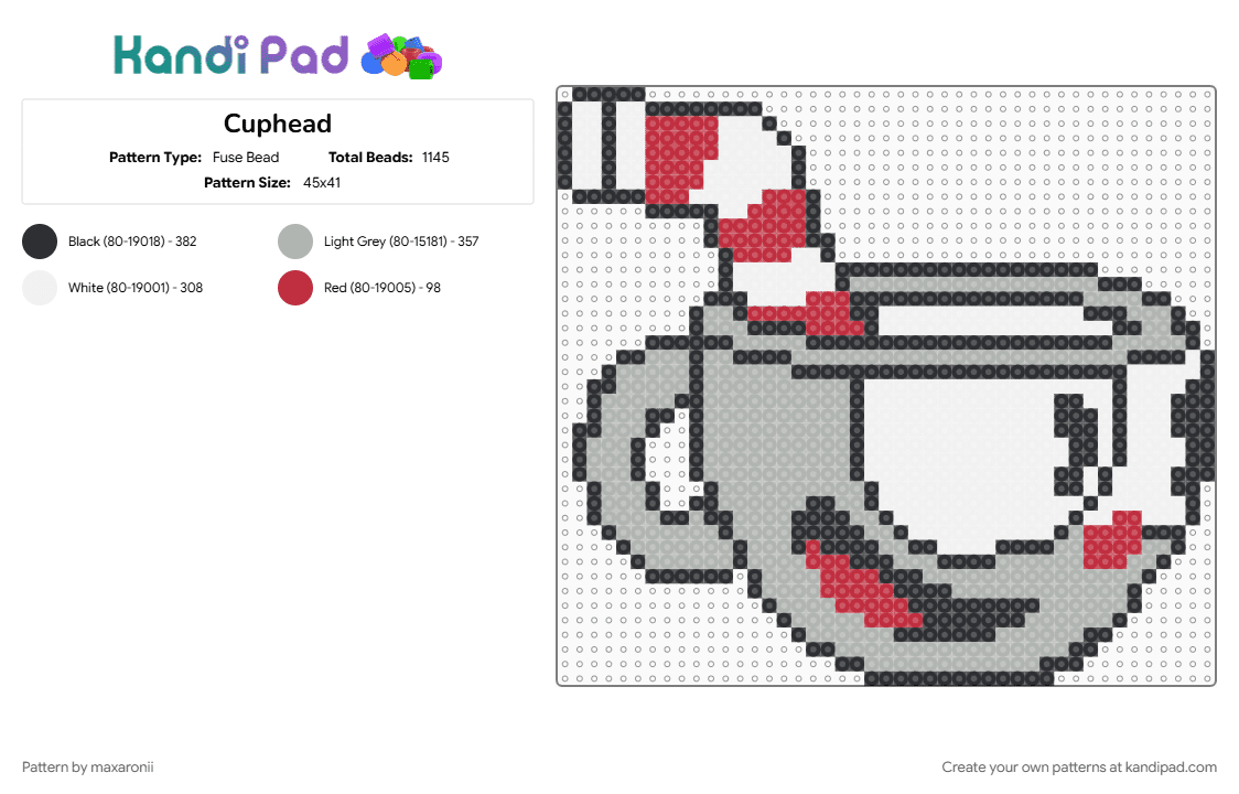 Cuphead - Fuse Bead Pattern by maxaronii on Kandi Pad - beige, character, cuphead, game sprite, gaming, head, indie game, mugman, video game