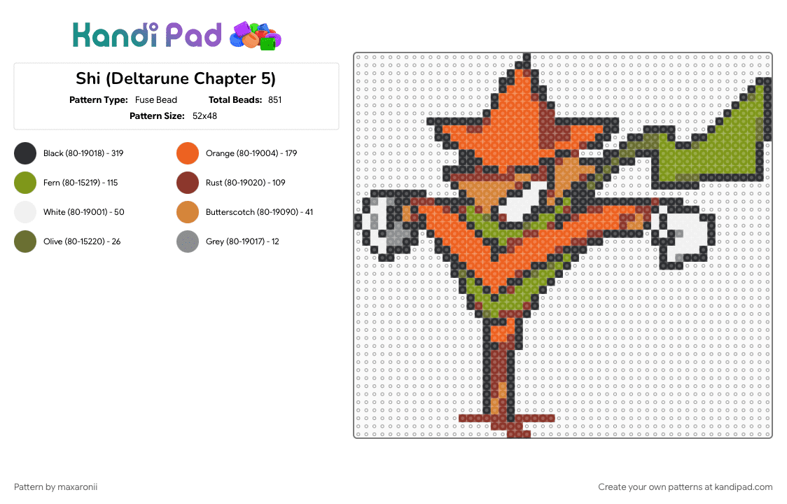 Shi (Deltarune Chapter 5) - Fuse Bead Pattern by maxaronii on Kandi Pad - character, deltarune, deltarune chapter 5, enemy, game sprite, gaming, gold, orange, scarecrow, shi