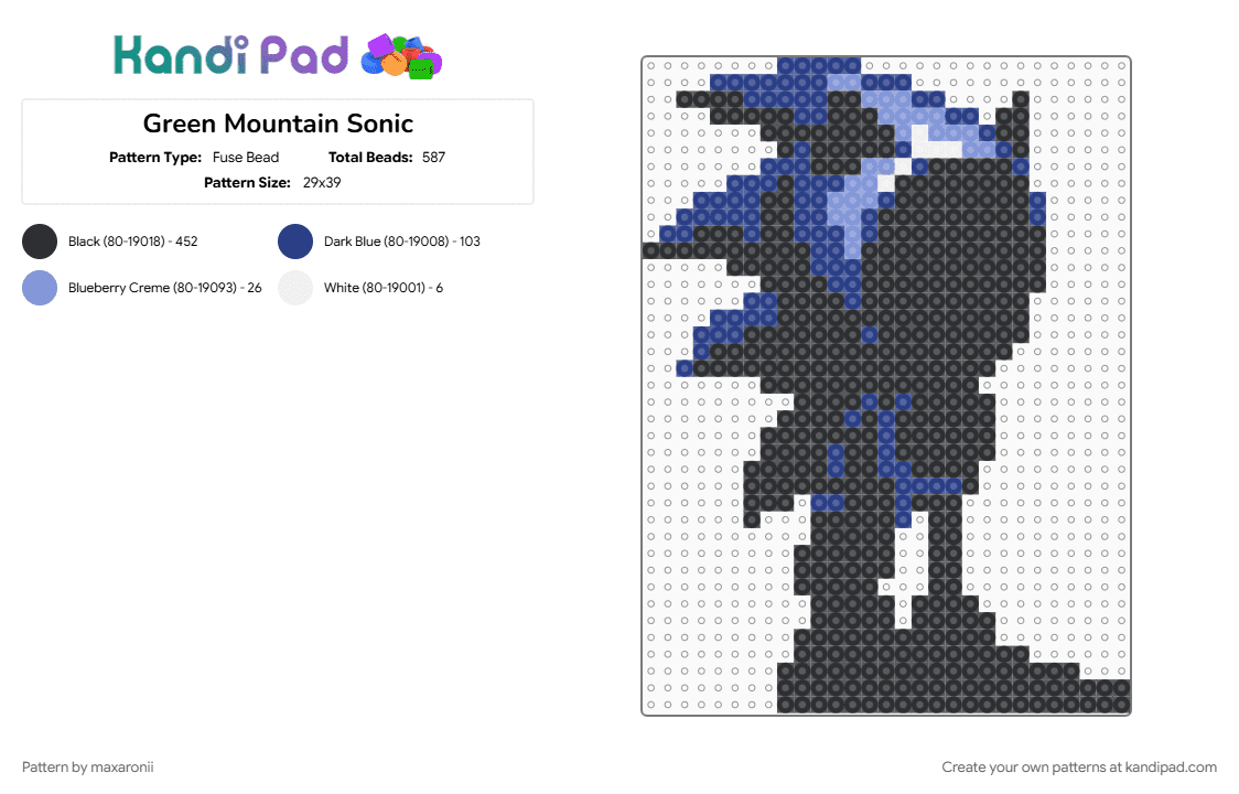 End (Green Mountain) - Fuse Bead Pattern by maxaronii on Kandi Pad - black, blue, character, creepypasta, fan character, game sprite, gaming, sonic, sonic the hedgehog, uncanny