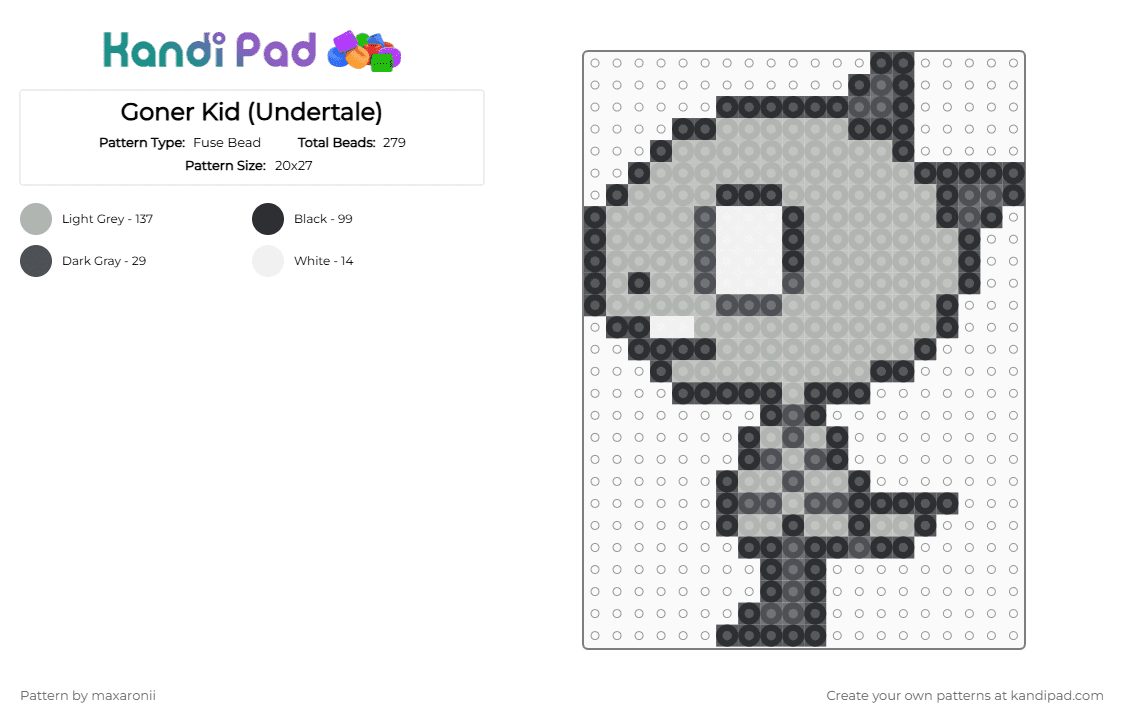 Goner Kid (Undertale) - Fuse Bead Pattern by maxaronii on Kandi Pad - beige, creepy, deltarune, game sprite, goner kid, monster kid, spooky, toby fox, undertale