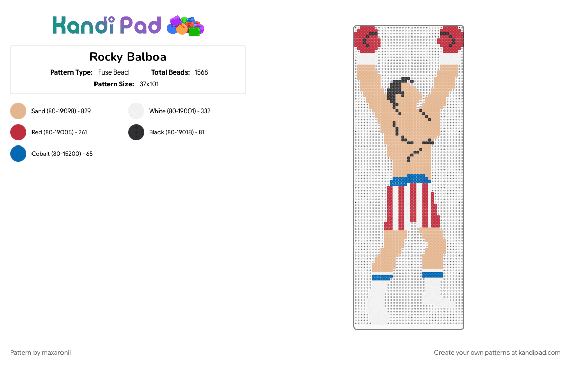 Rocky Balboa - Fuse Bead Pattern by maxaronii on Kandi Pad - 70s, beige, boxer, boxing, fighter, retro, rocky, sports, sylvester stallone