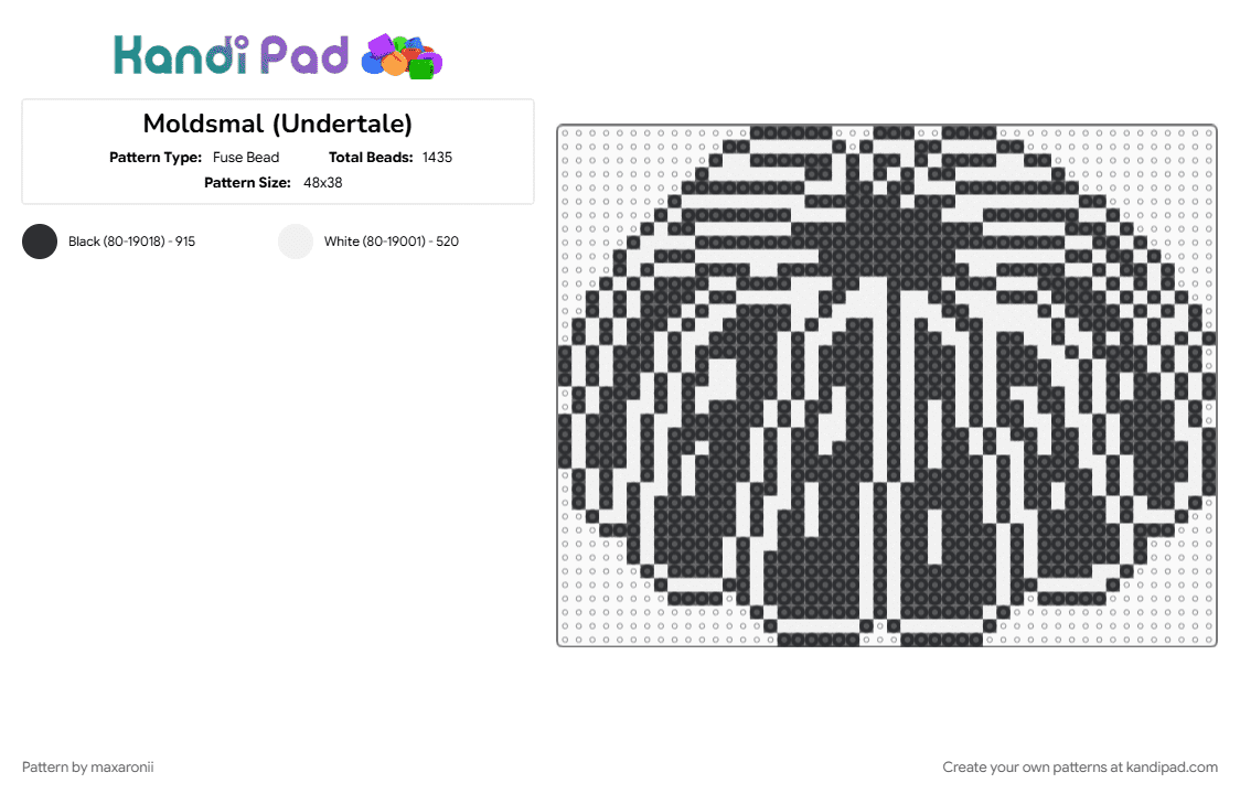 Moldsmal (Undertale) - Fuse Bead Pattern by maxaronii on Kandi Pad - black, deltarune, enemy, game sprites, jello, moldsmal, sans, undertale, video game, white