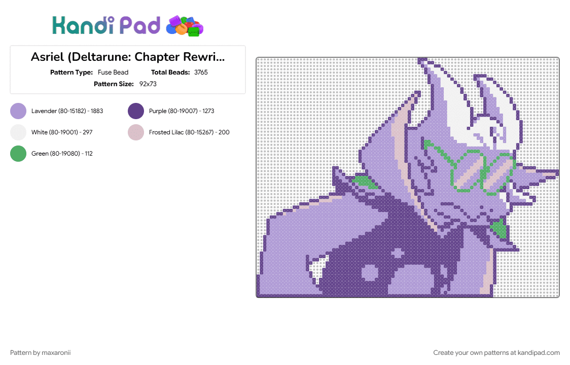 Asriel (Deltarune: Chapter Rewritten) - Fuse Bead Pattern by maxaronii on Kandi Pad - asriel, character, deltarune, deltarune au, fan character, game sprite, kris, pink, purple, undertale