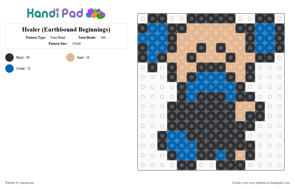 Healer (Earthbound Beginnings) - Fuse Bead Pattern by maxaronii on Kandi Pad - beige, blue, doctor, earthbound, earthbound beginnings, game sprite, healer, nes, retro, small