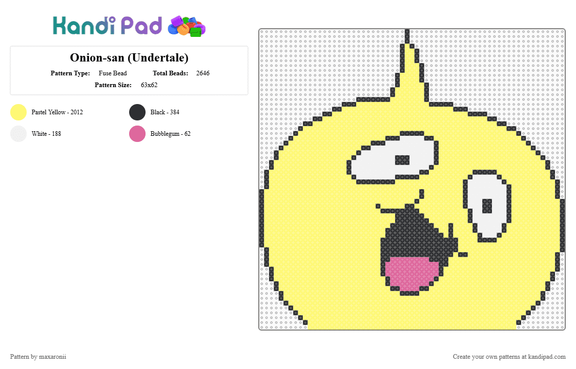 Onion-san (Undertale) - Fuse Bead Pattern by maxaronii on Kandi Pad - deltarune, game sprite, octopus, onion, onionsan, toby fox, undertale, yellow
