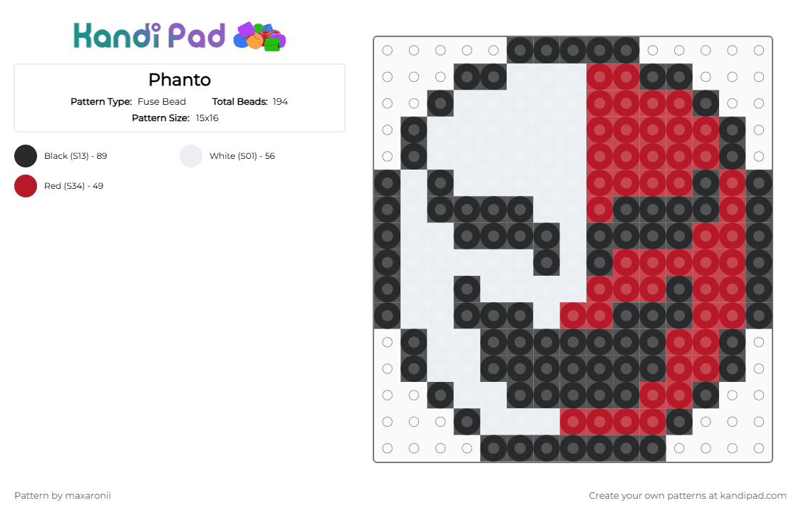 Phanto (Super Mario) - Fuse Bead Pattern by maxaronii on Kandi Pad - ghost, mario, mask, phanto, phantom, red, smb2, spooky, super mario, white