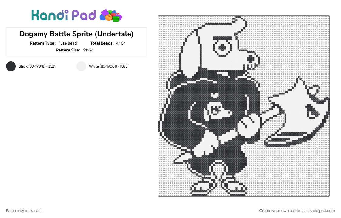 Dogamy Battle Sprite (Undertale) - Fuse Bead Pattern by maxaronii on Kandi Pad - battle, black, character, deltarune, dog, dogamy, game sprite, undertale, video game, white