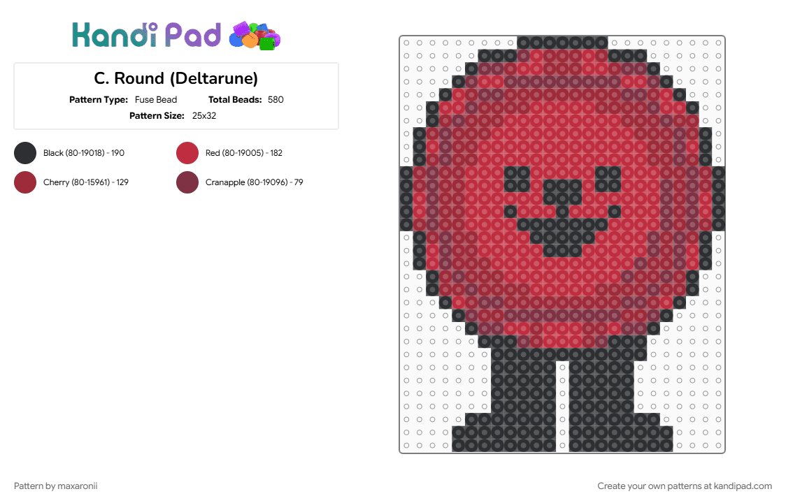 C. Round (Deltarune) - Fuse Bead Pattern by maxaronii on Kandi Pad - c round, cute, deltarune, deltarune chapter 1, gaming, npc, red, small, undertale